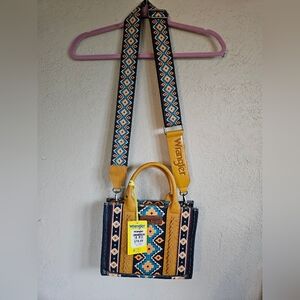 Wrangler Mustard Southwestern Print Cross Body Canvas tote bag